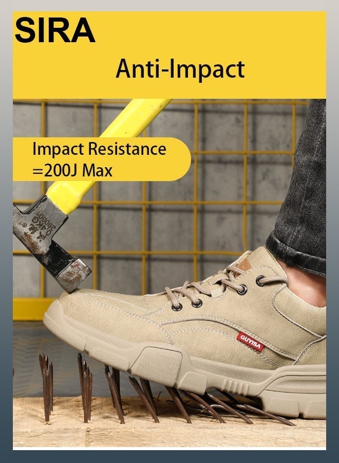 العربية أحذية عمل جلدية رجالية آمنة - أحذية ذات مقدمة فولاذية مانعة للانزلاق مناسبة للبناء والمصانع والمستودعات، تصميم مريح يسمح بالتهوية مع نعل ثلاثي الأبعاد، أحذية واقية خفيفة الوزن للعمال - Image 2